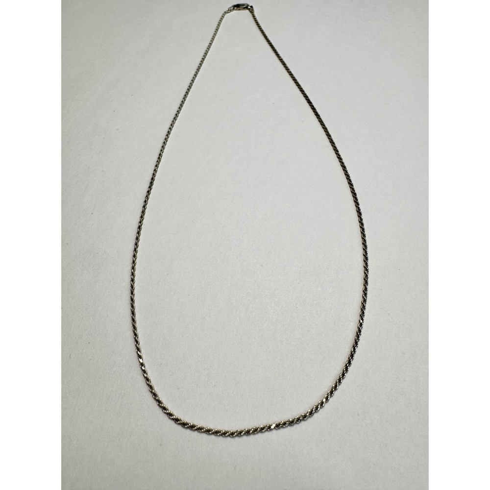 Vintage Italy 925 Sterling Silver Rope Chain Necklace 15 Inch Twisted Link 15" - Picture 2 of 7